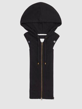 Veronica Beard Black Cashmere Hoodie Drawstring Dickey